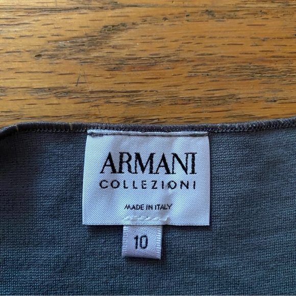 Armani Collezioni Shirt Women Size 10 Gray Asymmetrical Ruffle Blouse 3/4 Sleeve - Picture 5 of 7